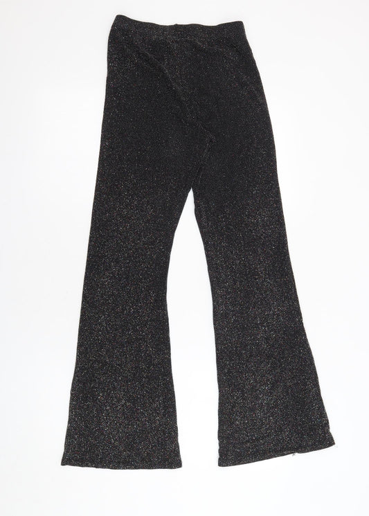 Urban Outfitters Womens Black Polyamide Trousers Size S L30.5 in Regular - Elasticated Waist Sparkle Sheer