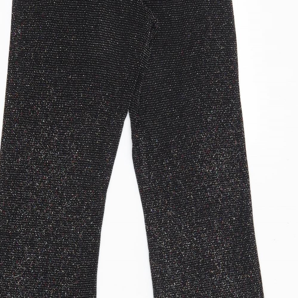 Urban Outfitters Womens Black Polyamide Trousers Size S L30.5 in Regular - Elasticated Waist Sparkle Sheer