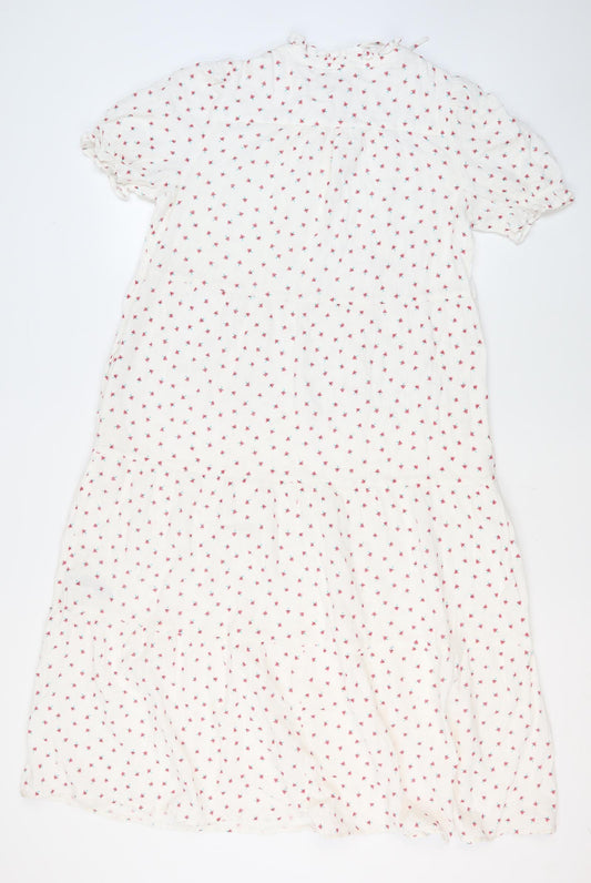 Marks and Spencer Women's White Floral Midi Dress Size 10
