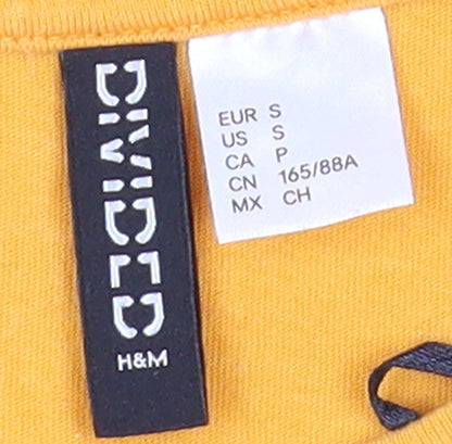 Womens UK Size S H&M Yellow Cropped T-Shirt