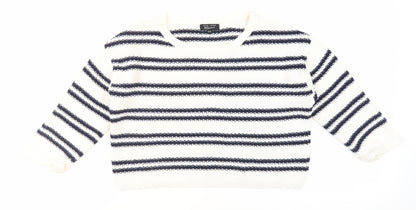 New Look Girls Striped Pullover Jumper - White, 12-13 Years