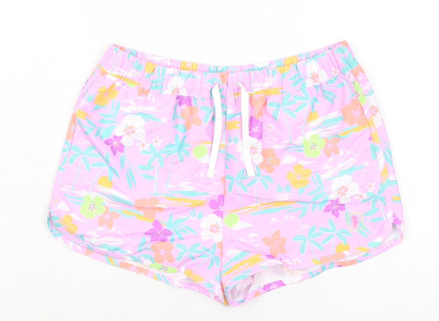 Marks and Spencer Girls Pink Floral 100% Polyester Bermuda Shorts Size 12-13 Years L3 in Regular Tie