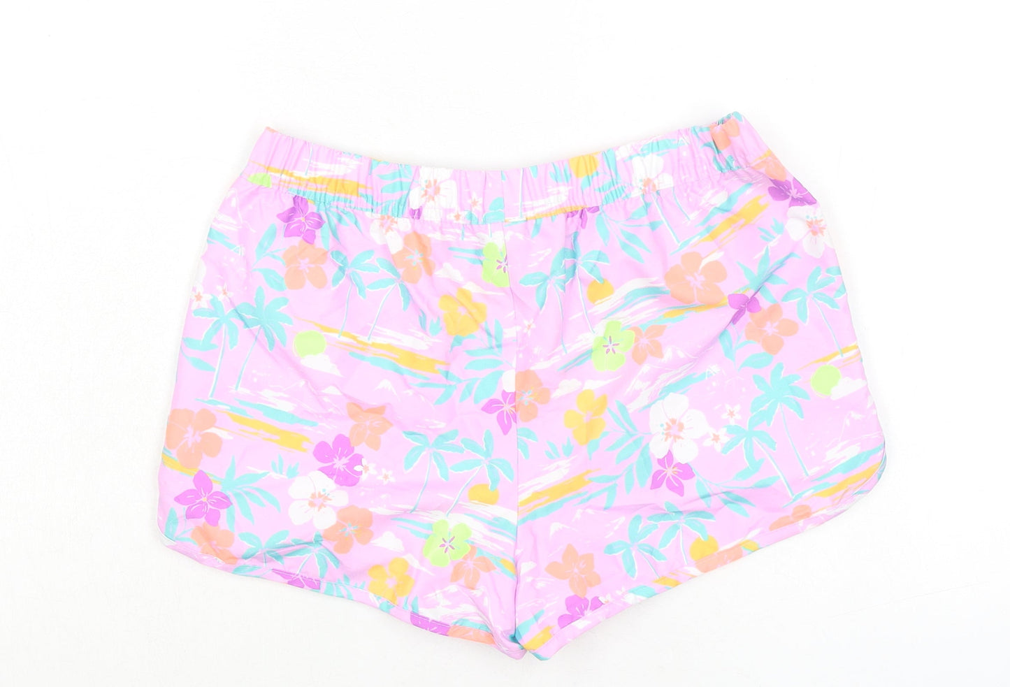Marks and Spencer Girls Pink Floral 100% Polyester Bermuda Shorts Size 12-13 Years L3 in Regular Tie