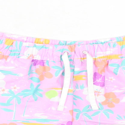 Marks and Spencer Girls Pink Floral 100% Polyester Bermuda Shorts Size 12-13 Years L3 in Regular Tie