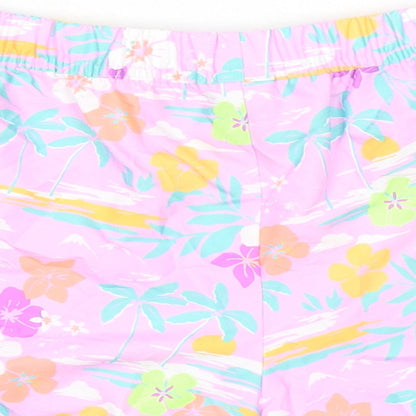 Marks and Spencer Girls Pink Floral 100% Polyester Bermuda Shorts Size 12-13 Years L3 in Regular Tie