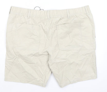 Marks and Spencer Mens Beige Cotton Chino Shorts Size 2XL L9 in Regular Zip