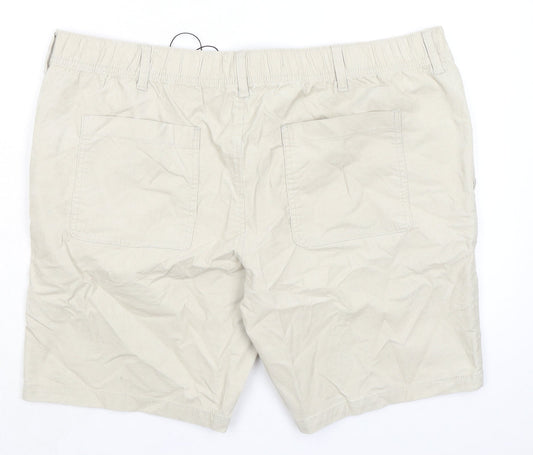Marks and Spencer Mens Beige Cotton Chino Shorts Size 2XL L9 in Regular Zip