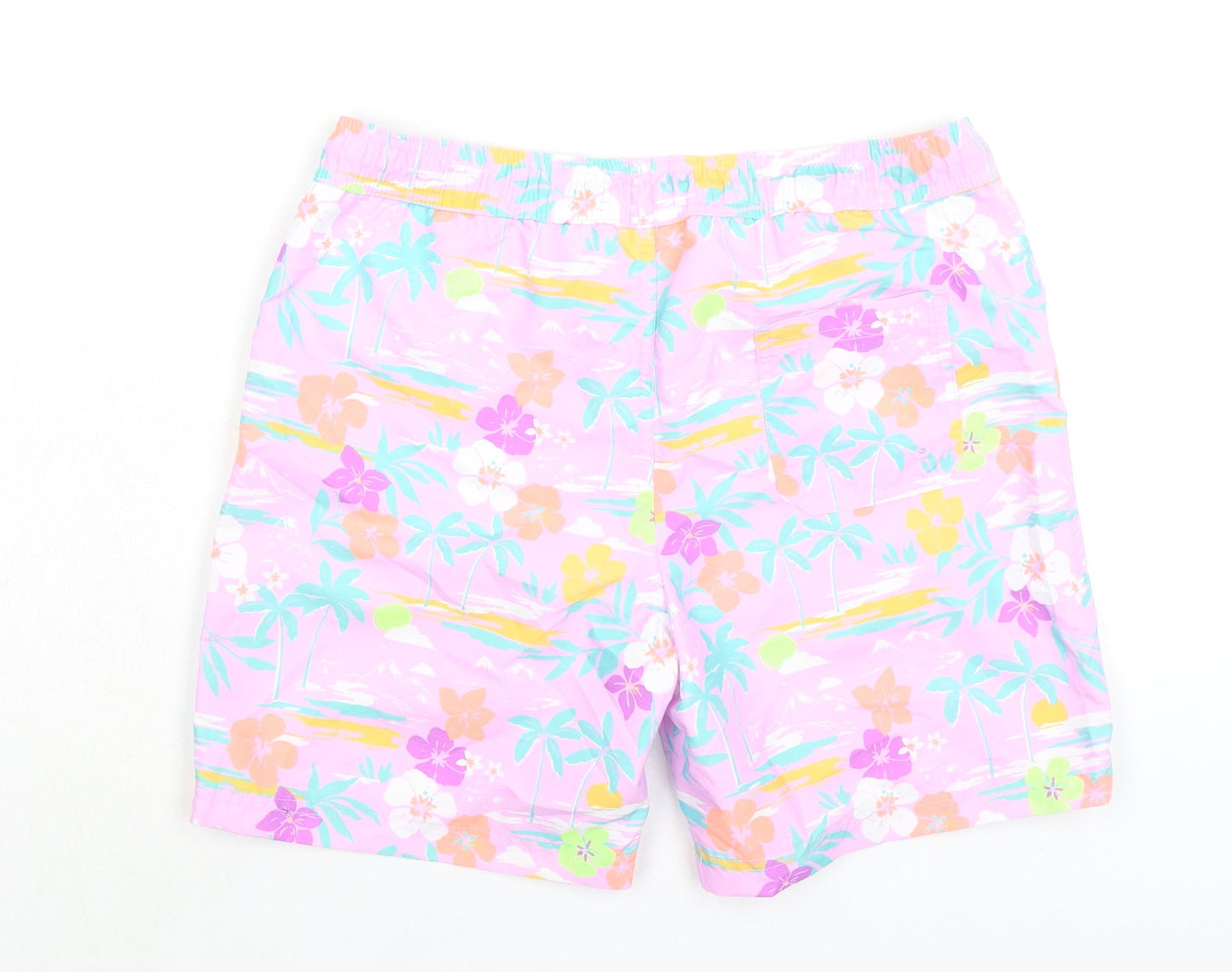 Marks and Spencer Girls Purple Floral 100% Polyester Bermuda Shorts Size 12-13 Years L6 in Regular Tie