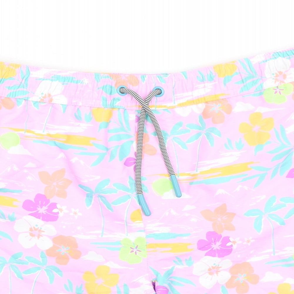 Marks and Spencer Girls Purple Floral 100% Polyester Bermuda Shorts Size 12-13 Years L6 in Regular Tie