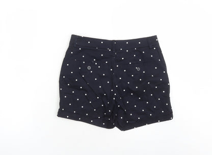 H&M Womens Blue Polka Dot Cotton Chino Shorts Size 8 L5 in Regular Zip - Pockets