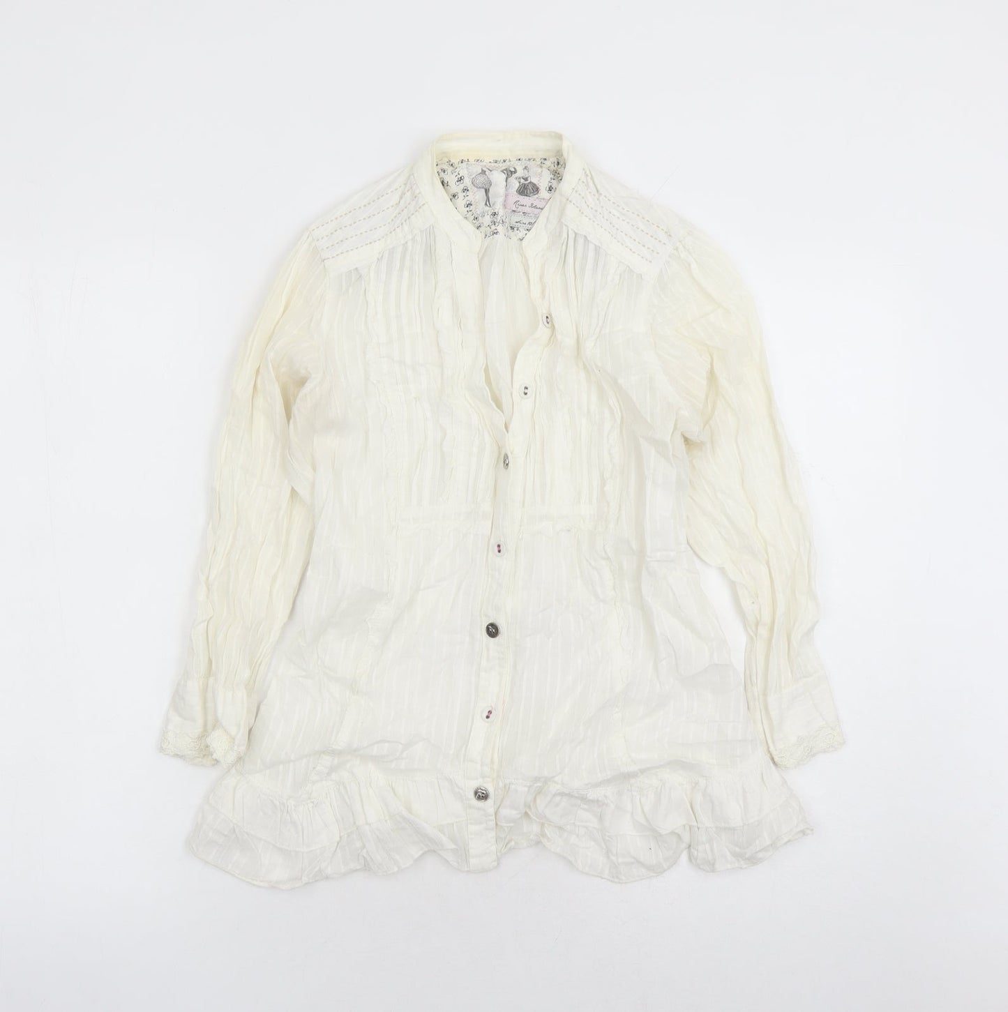 Womens UK Size 10 River Island Ivory Basic Button-Up