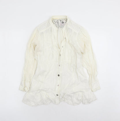 Womens UK Size 10 River Island Ivory Basic Button-Up