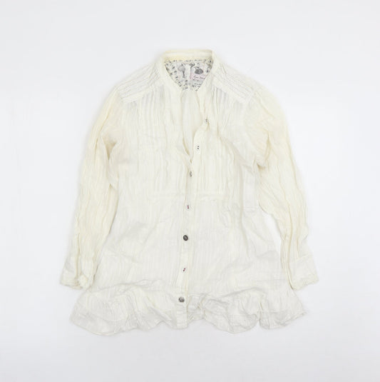 Womens UK Size 10 River Island Ivory Basic Button-Up