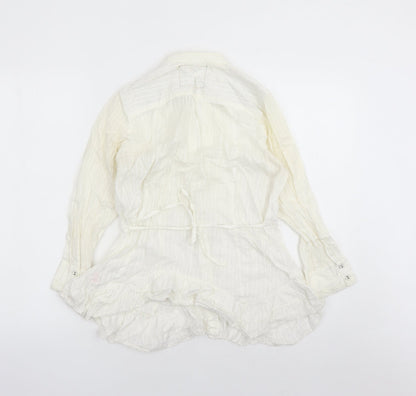 Womens UK Size 10 River Island Ivory Basic Button-Up