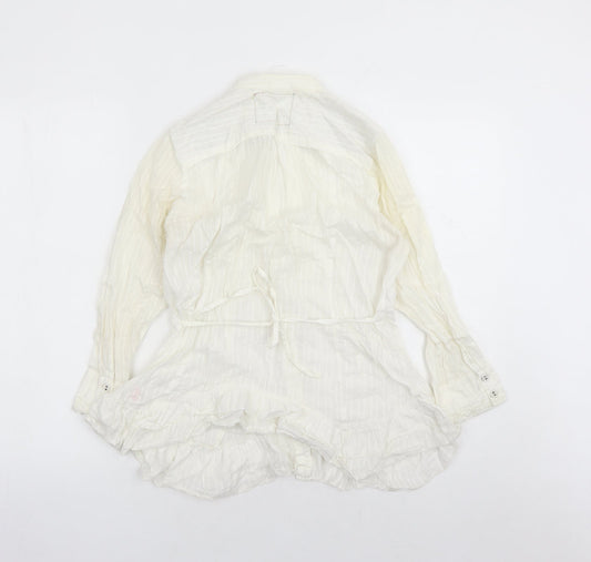 Womens UK Size 10 River Island Ivory Basic Button-Up