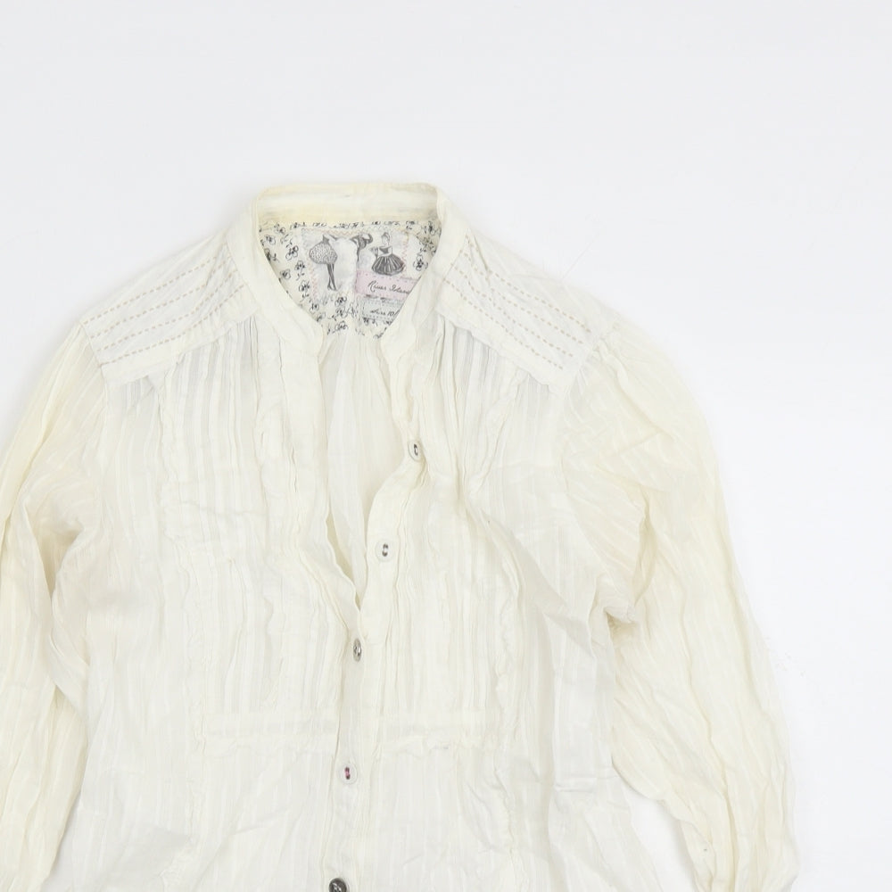 Womens UK Size 10 River Island Ivory Basic Button-Up