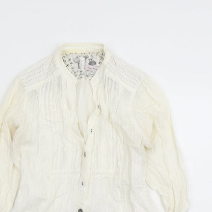 Womens UK Size 10 River Island Ivory Basic Button-Up