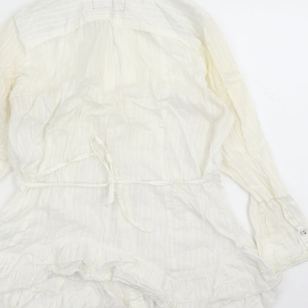 Womens UK Size 10 River Island Ivory Basic Button-Up