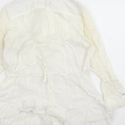 Womens UK Size 10 River Island Ivory Basic Button-Up