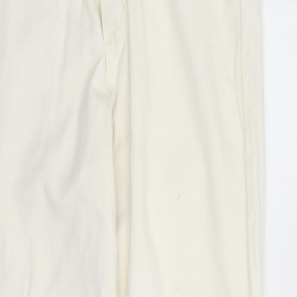 Wall St Womens Ivory Cotton Straight Jeans Size 12 L30 in Regular Zip - Pockets