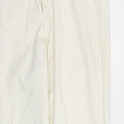 Wall St Womens Ivory Cotton Straight Jeans Size 12 L30 in Regular Zip - Pockets