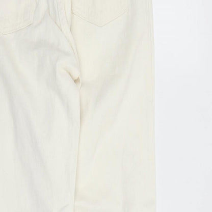 Wall St Womens Ivory Cotton Straight Jeans Size 12 L30 in Regular Zip - Pockets