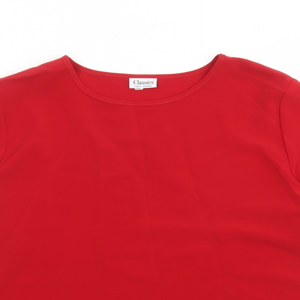 Classics Womens Red Polyester Basic Blouse Size 18 Round Neck
