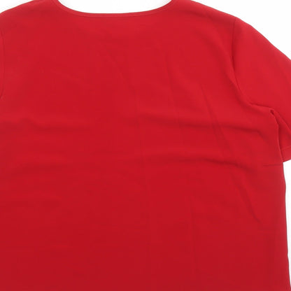 Classics Womens Red Polyester Basic Blouse Size 18 Round Neck