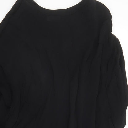 MSCH Womens Black Viscose Basic Blouse Size M Boat Neck