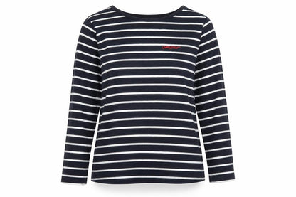 French Connection Womens Blue Striped Cotton Basic T-Shirt Size S Round Neck - Amour