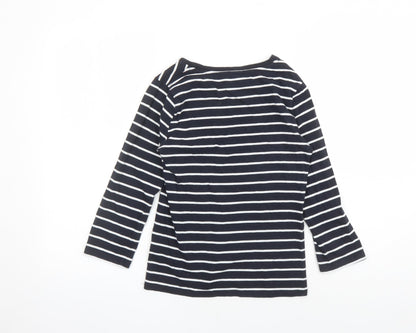 French Connection Womens Blue Striped Cotton Basic T-Shirt Size S Round Neck - Amour