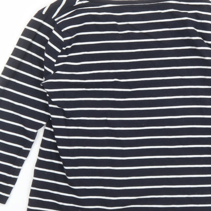 French Connection Womens Blue Striped Cotton Basic T-Shirt Size S Round Neck - Amour