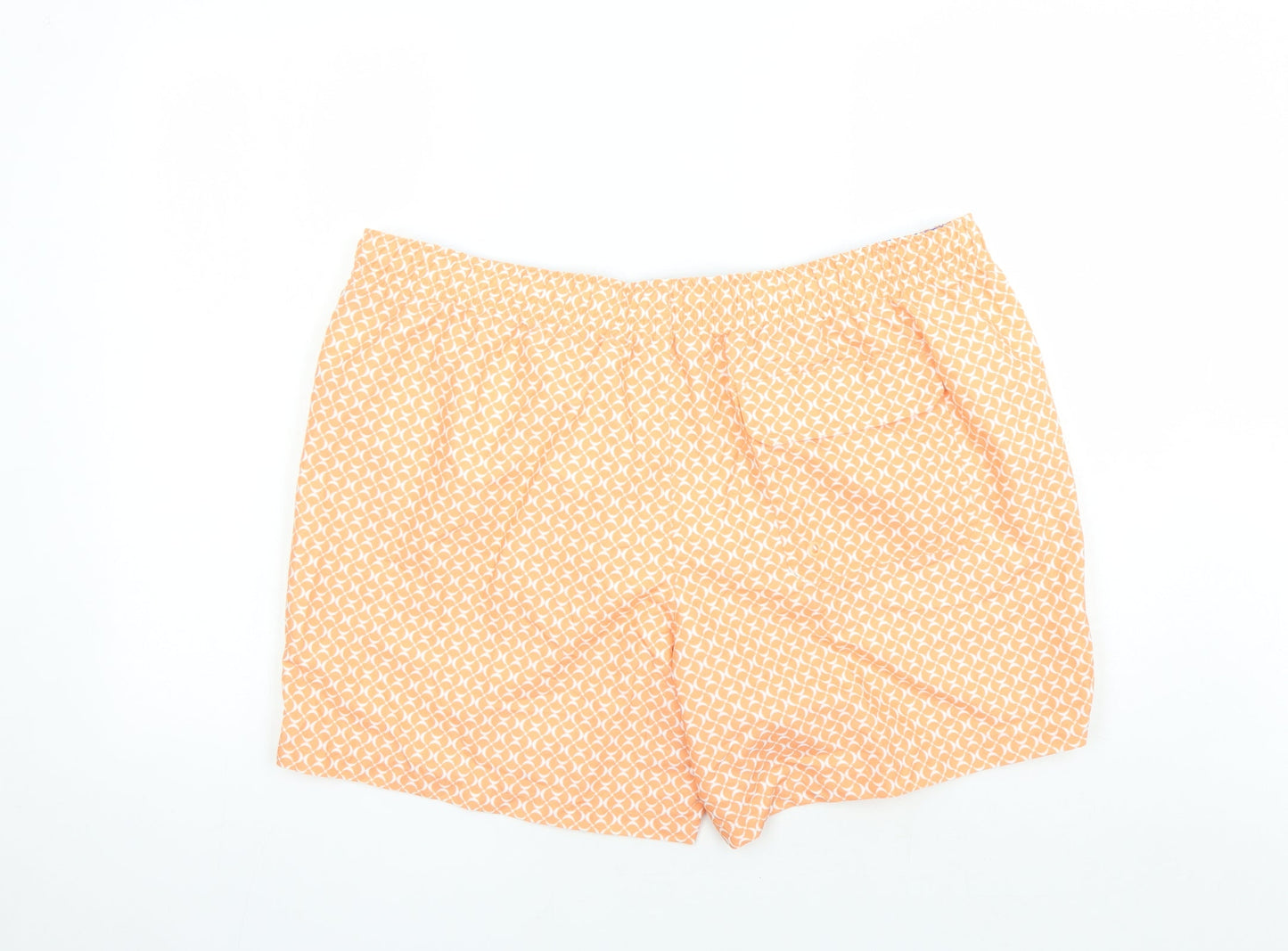 Marks and Spencer Mens Orange Geometric Polyester Sweat Shorts Size 3XL L6 in Regular Drawstring - Elasticated Waist Swim Shorts Pockets