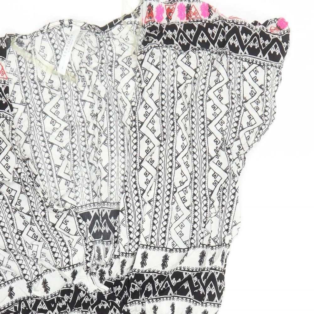 Seafolly Womens Black Geometric Viscose Playsuit One-Piece Size S Pullover - Embroidered Detail