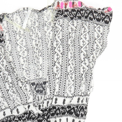 Seafolly Womens Black Geometric Viscose Playsuit One-Piece Size S Pullover - Embroidered Detail