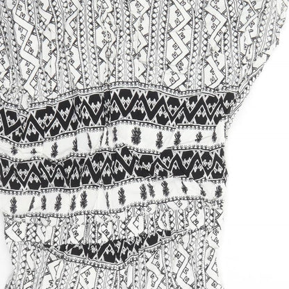 Seafolly Womens Black Geometric Viscose Playsuit One-Piece Size S Pullover - Embroidered Detail