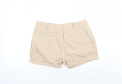 Oasis Womens Beige Cotton Chino Shorts Size 12 L4 in Regular Zip - Pockets