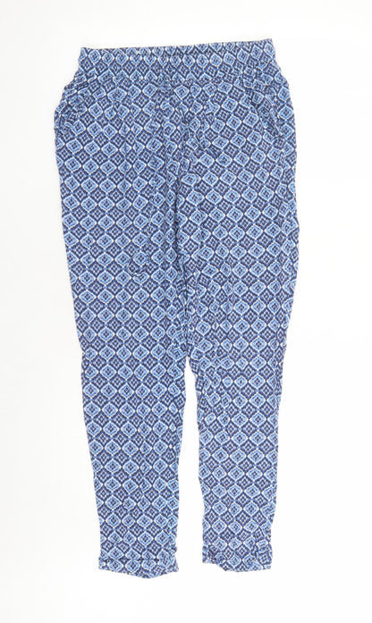 Best Mountain Womens Blue Geometric Polyester Chino Trousers Size S L26 in Regular Drawstring - Elasticated Waist