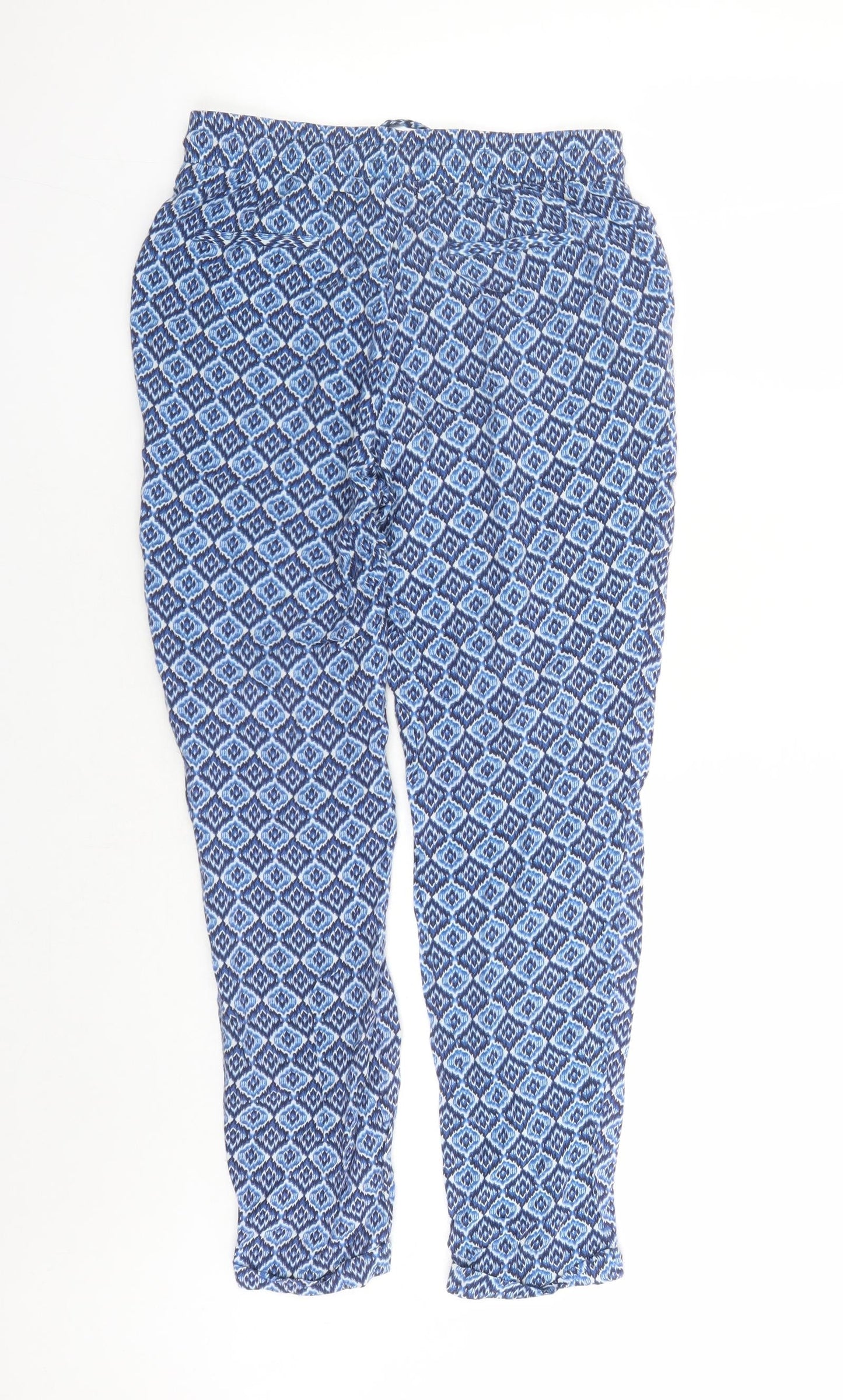 Best Mountain Womens Blue Geometric Polyester Chino Trousers Size S L26 in Regular Drawstring - Elasticated Waist