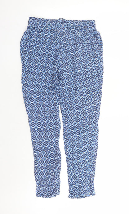 Best Mountain Womens Blue Geometric Polyester Chino Trousers Size S L26 in Regular Drawstring - Elasticated Waist