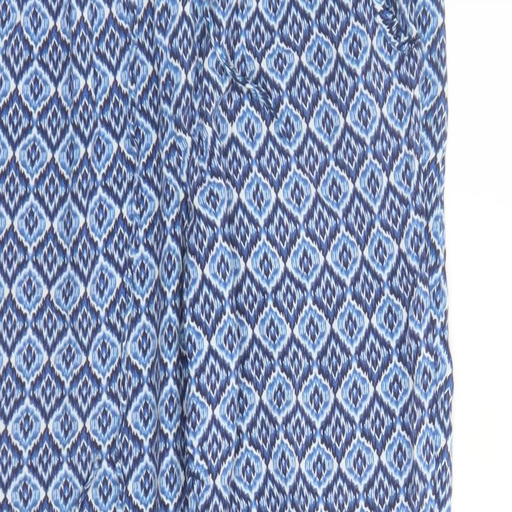 Best Mountain Womens Blue Geometric Polyester Chino Trousers Size S L26 in Regular Drawstring - Elasticated Waist