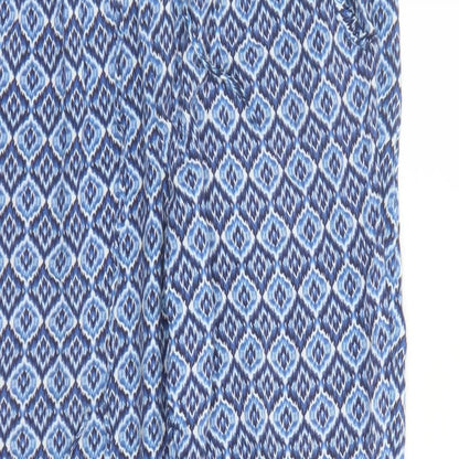 Best Mountain Womens Blue Geometric Polyester Chino Trousers Size S L26 in Regular Drawstring - Elasticated Waist