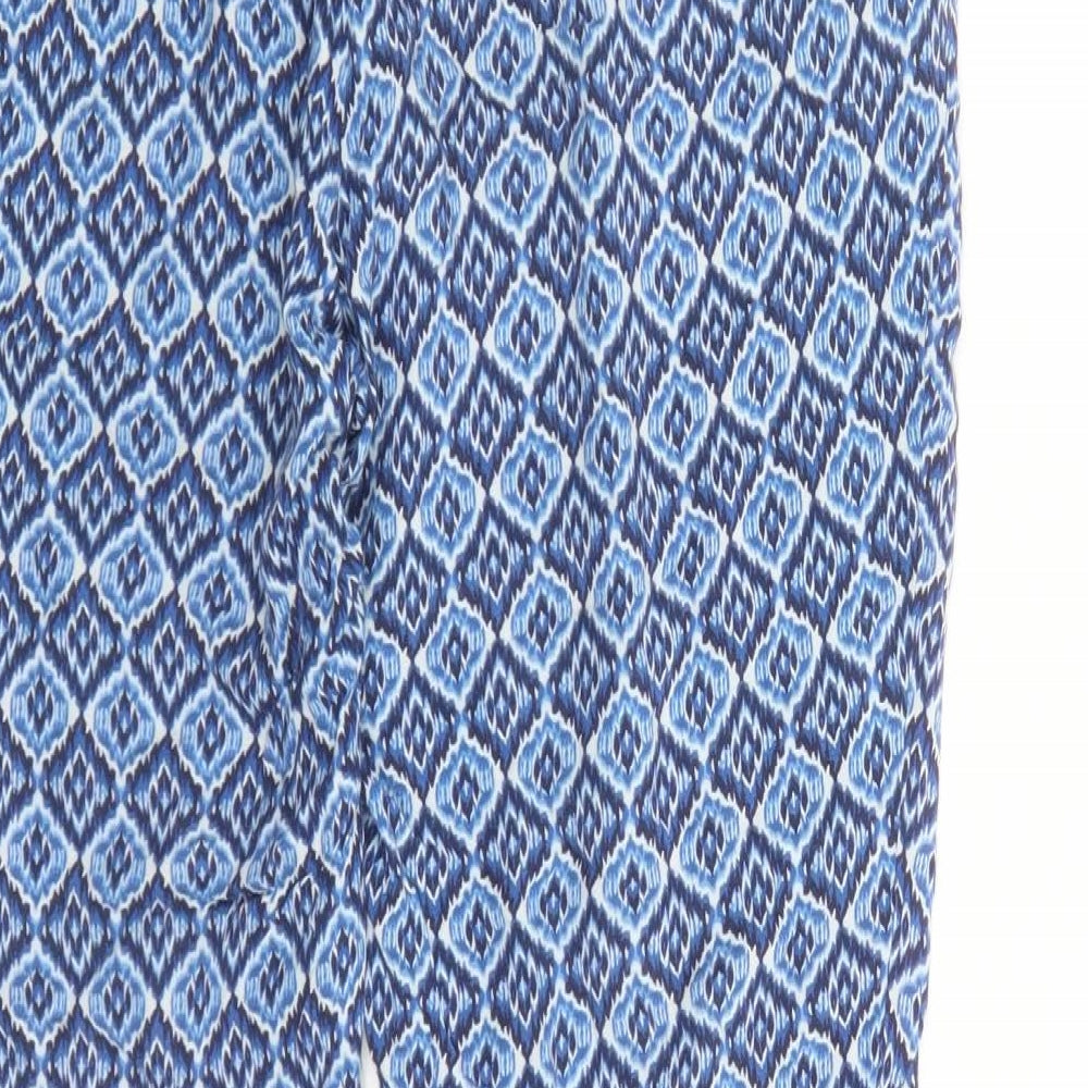 Best Mountain Womens Blue Geometric Polyester Chino Trousers Size S L26 in Regular Drawstring - Elasticated Waist