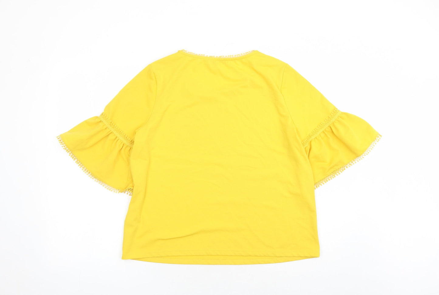 Womens UK Size 14 Per Una Yellow Basic Blouse