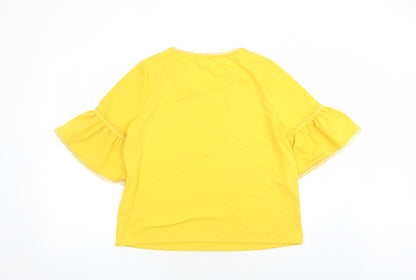 Womens UK Size 14 Per Una Yellow Basic Blouse