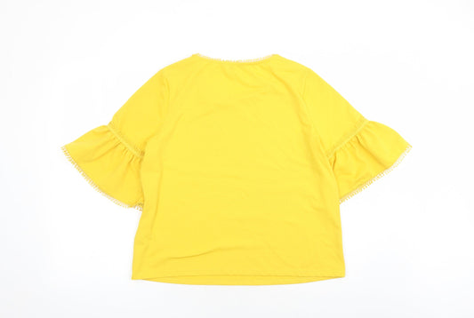 Womens UK Size 14 Per Una Yellow Basic Blouse
