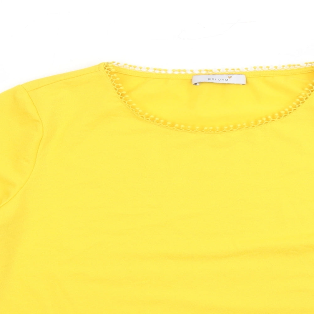 Womens UK Size 14 Per Una Yellow Basic Blouse