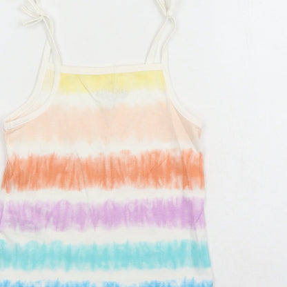 Marks and Spencer Girls Multicoloured Cotton Camisole Tank Size 4-5 Years Square Neck Pullover - Tie Dye Effect