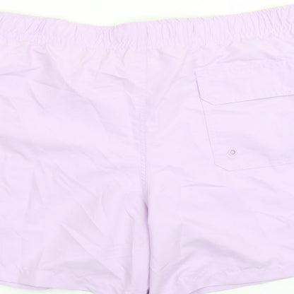 Marks and Spencer Mens Purple Polyester Sweat Shorts Size 3XL L6 in Regular Drawstring - Elasticated Waist Swim Shorts Pockets