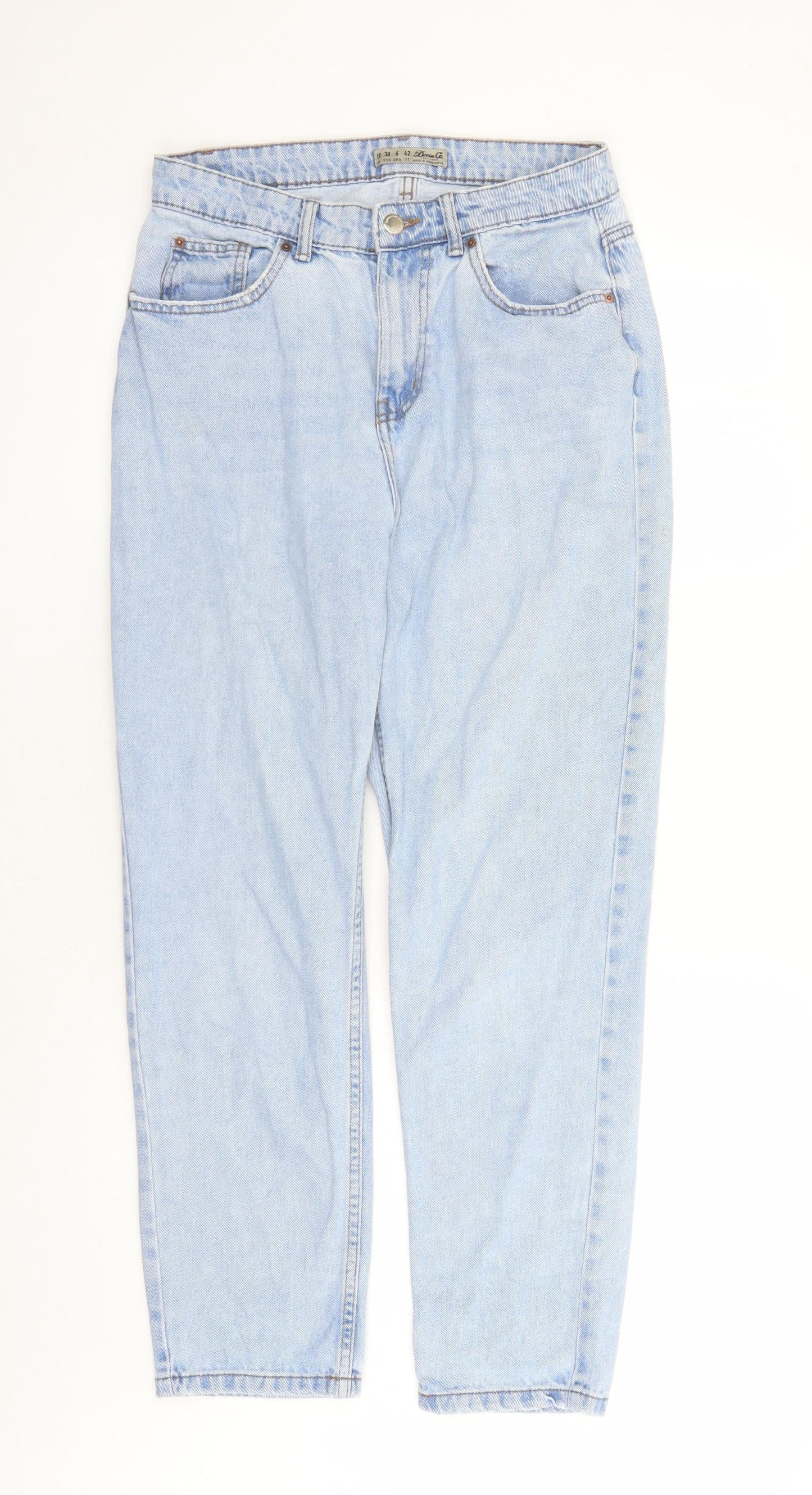 Denim & Co. Womens Blue Cotton Straight Jeans Size 10 L29 in Regular Zip - Pockets
